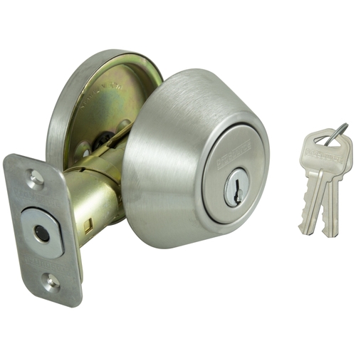 Signature Series Deadbolt, 3 Grade, Stainless Steel, 2-3/8 to 2-3/4 in Backset, KW1 Keyway - pack of 12