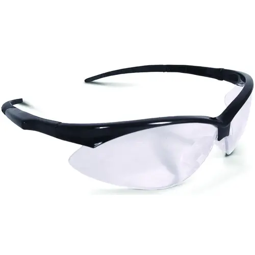 Safety Glasses, Hard-Coated Lens, Black Frame - pack of 12