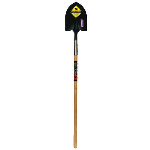 S500 Industrial Shovel, 9-1/2 in W Blade, 14 ga Gauge, Steel Blade, Hardwood Handle, Long Handle