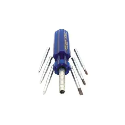 SUPER 8 Plus Multi-Bit Screwdriver, #1, #2, #3 Robertson, #1, #2 Phillips, 3/16 in, 1/4 in Slotted Drive