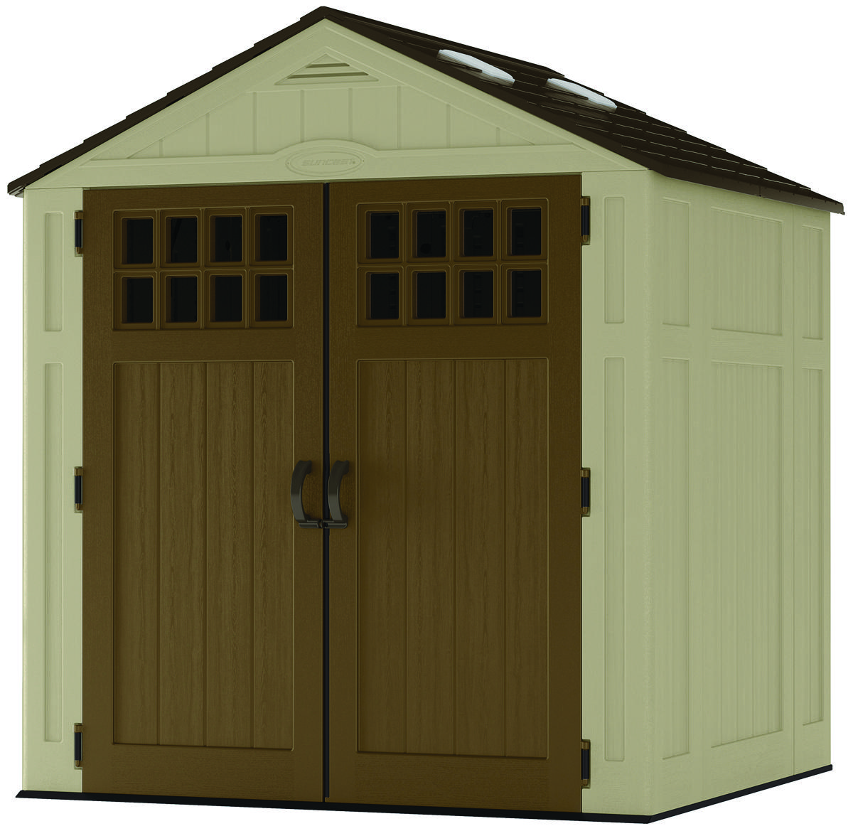 Suncast BMS6582 Modernist BMS6580 Storage Shed, 200 cu-ft Capacity, 6 ft 2-1/2 in W, 5 ft 8-1/4 in D, 7 ft 5-3/4 in H Black/Peppercorn