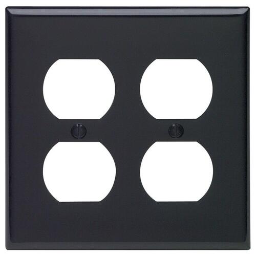 80716-E Receptacle Wallplate, 4-1/2 in L, 4-9/16 in W, 2 -Gang, Thermoplastic Nylon, Black, Smooth