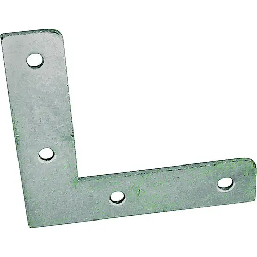 Corner Brace, 1-1/2 in L, 1-1/2 in W, 1.5 mm Thick, Steel, Silver, Zinc