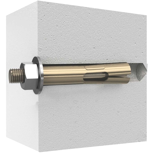 Expansion Sleeve Anchor, 1/2 in Dia, 4 in L, 532 kg Ceiling Mount, 587 kg Wall Mount, Steel, Zinc - pack of 10