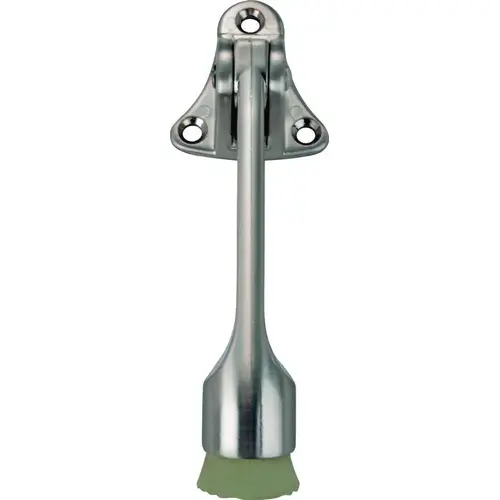 Door Holder, 5-3/8 in L, 1-5/8 in W, 2 in H, Attaches to Door Mounting, Rubber/Zinc Brushed Nickel