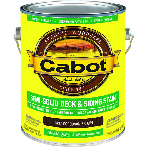 Cabot 1437 140.000.007 Deck and Siding Stain, Natural Flat, Cordovan Brown, Liquid, 1 gal