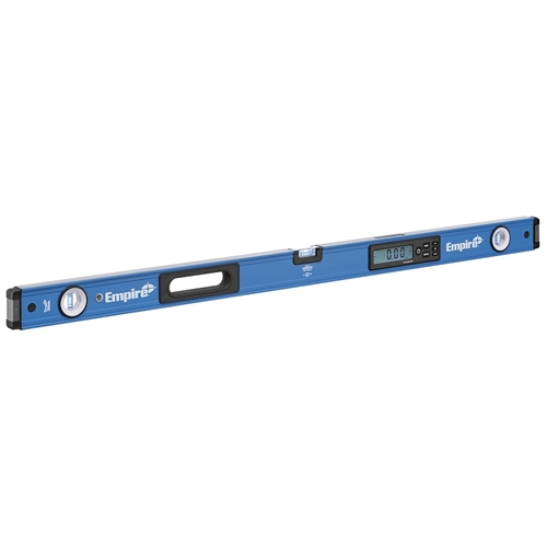Empire E105.48 Digital Box Level with Case, 48 in L, 3-Vial, Non-Magnetic, Aluminum, Blue/Silver