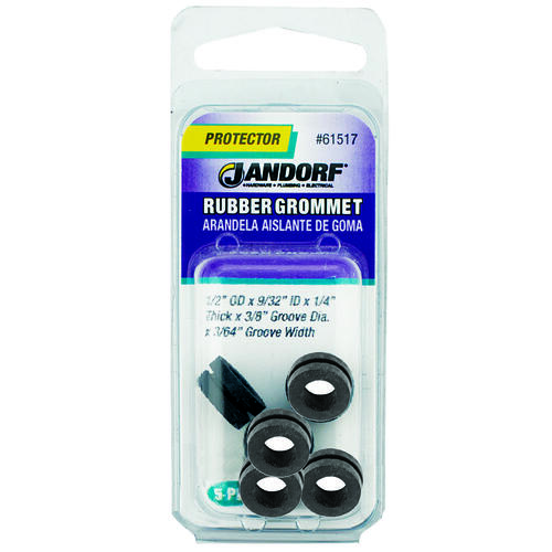 Jandorf 61517 Grommet, Rubber, Black, 1/4 in Thick Panel