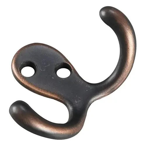 Utility Wardrobe Hook, 2-Hook, Metal, Oil-Rubbed Bronze