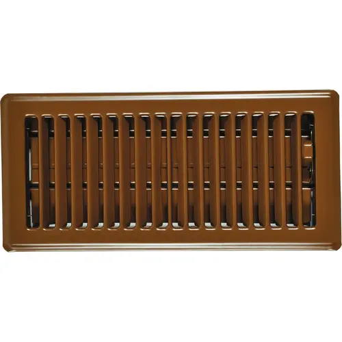 Floor Register, 3-1/2 in L, 15-1/4 in W, Steel, Brown