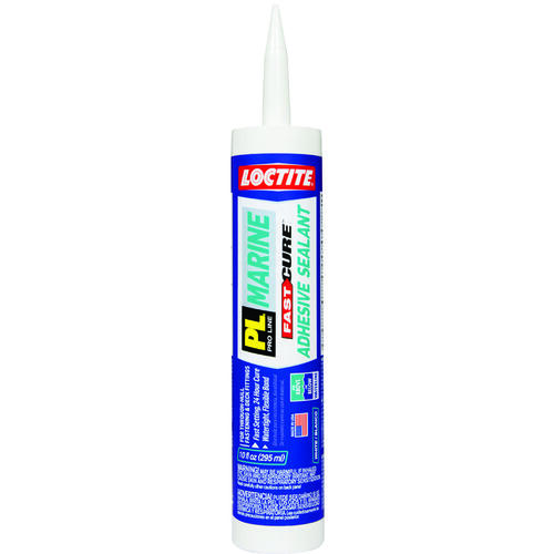 Loctite 2016891 PL Marine Adhesive Sealant, White, 24 hr Curing, 32 to 100 deg F, 10.1 fl-oz Cartridge