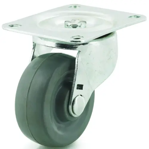 C-GD30MRS Swivel Caster, 3 in Dia Wheel, 1-1/4 in W Wheel, Rubber Wheel, Gray, 225 lb