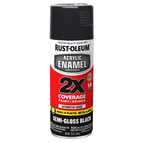 Acrylic Enamel, Semi-Gloss, Black, 12 oz, Can