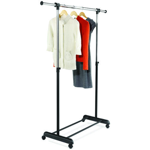 Adjustable Garment Rack, 17 in W, 40 in H, Steel, Black/Chrome