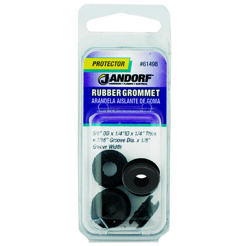 Jandorf 61498 Grommet, Rubber, Black, 1/4 in Thick Panel
