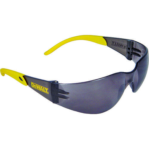 Safety Glasses, Polycarbonate Lens, Plastic Frame, Black/Yellow Frame