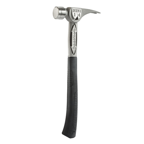 Stiletto TBM14RSC TI-BONE MINI Straight Claw, Smooth Face Hammer, 14 oz Head, Titanium Head, Black Handle