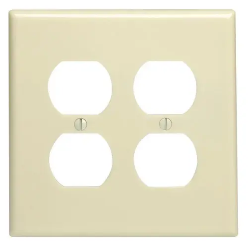 86116 Receptacle Wallplate, 5-1/4 in L, 5.31 in W, Oversized, 2 -Gang, Plastic, Ivory, Surface Mounting