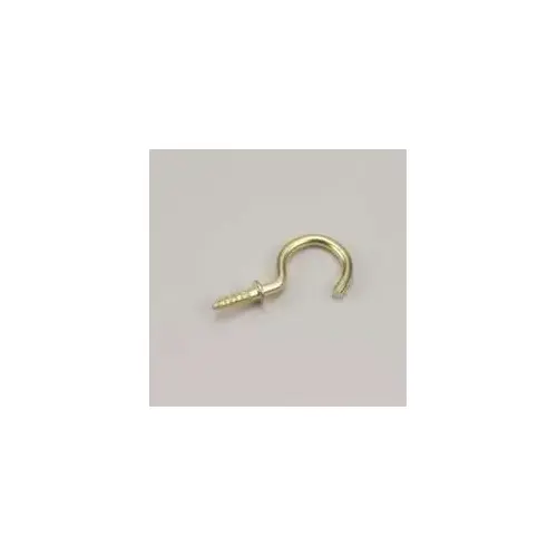 Cup Hook, 12 mm Opening, 33 mm L, Metal, Brass