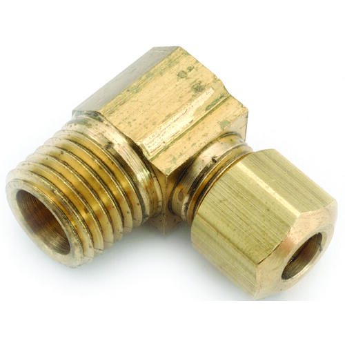 Tube Elbow, 1/4 x 1/2 in, 90 deg Angle, Brass, 300 psi Pressure - pack of 10