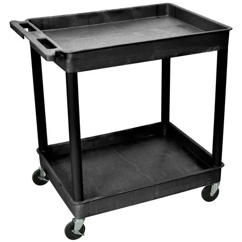 Utility Tub Cart, 400 lb, 2-Shelf, Black, 32 in OAW, 37-1/2 in OAH