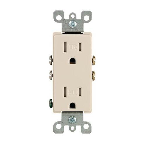 Duplex Receptacle, 2 -Pole, 15 A, 125 V, Push-In, Side Wiring, NEMA: 5-15R, Light Almond - pack of 10