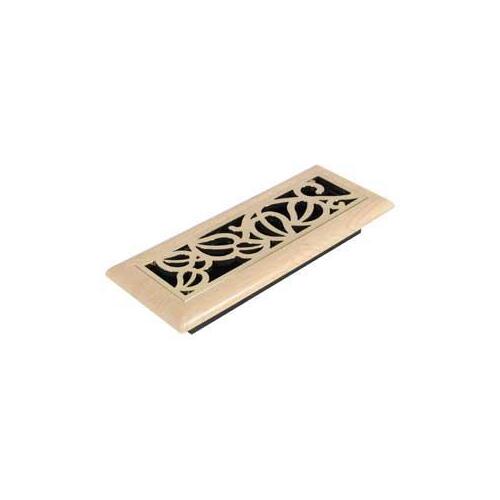 Vine Design Floor Register, ABS Resin, Maple, Satin Nickel