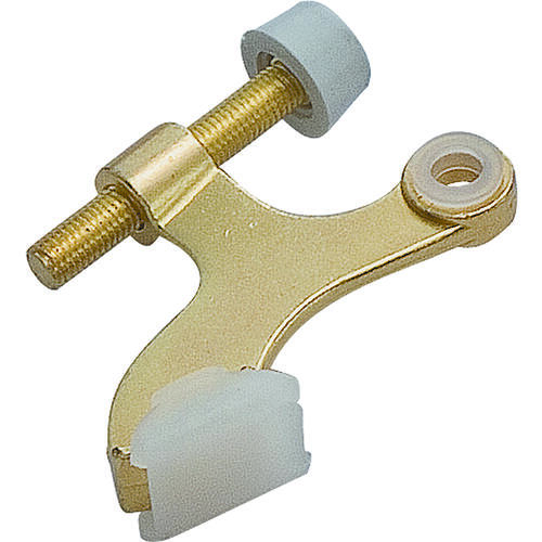 Deluxe Hinge Pin Door Stop, 2-5/8 in Projection, Die-Cast Zinc & Plastic, Polished Brass