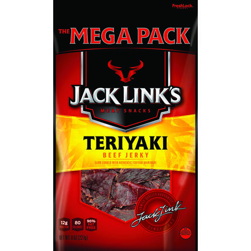 Jack Link's 10000008407 Beef Jerky, Teriyaki Flavor, 8 oz Mega