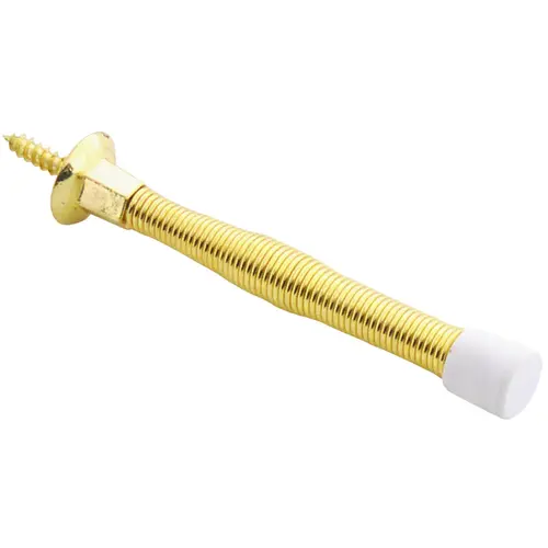 Light-Duty Door Stop, 3/4" in Dia Base, 3 in Projection, Plastic & Steel, Polished Brass