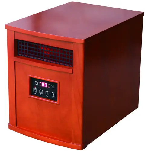 Electric Heater, 15 A, 120 V, 1500 W, 5120 Btu, 1000 sq-ft Heating Area, Remote Control Oak