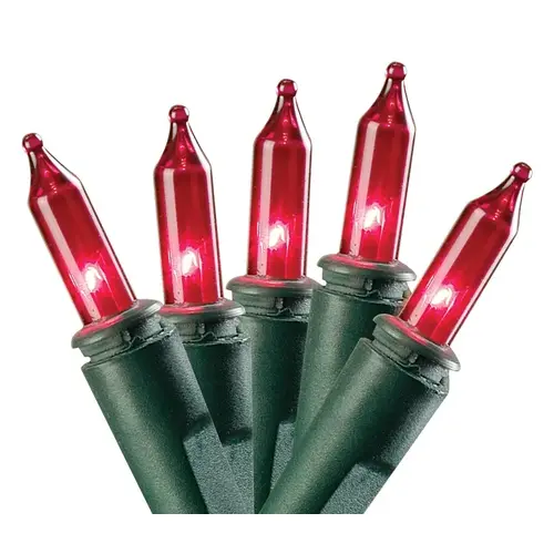 C10Y082C Light Set, Christmas, 120 V, 40.8 W, 100-Lamp, Red Lamp, 1000 hr Average Life