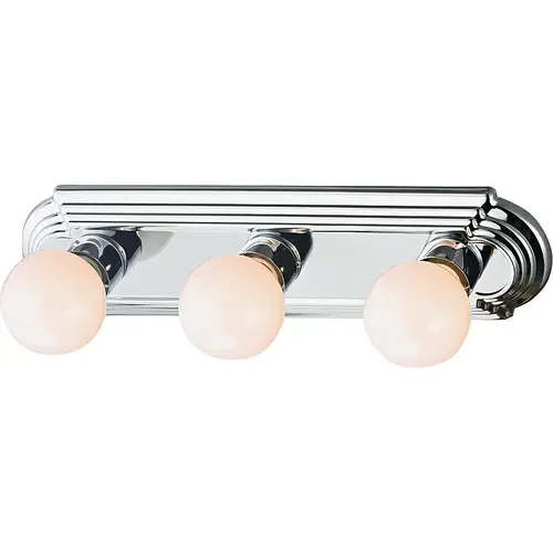 Vanity Bar Fixture, 100 W, 3-Lamp, G Lamp, Steel Fixture, Polished Chrome Fixture