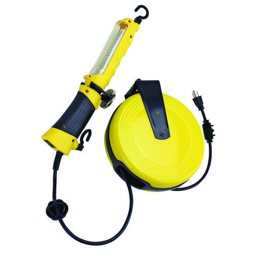 Work Light, 120 Lumens Lumens, 30 ft L Cord, Yellow