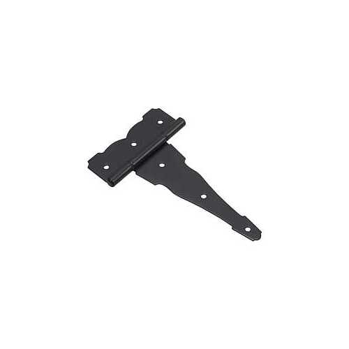 Decorative Heavy-Duty T-Hinge, 2.28 in W Frame Leaf, 5-1/2 in H Frame Leaf, 0.11 in Thick Frame Leaf Black