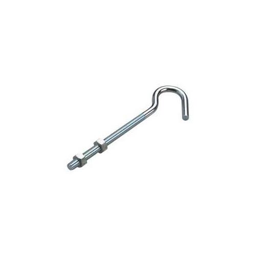 Clothesline Hook with Nut, 75 lb, 6 in L, Metal, Zinc