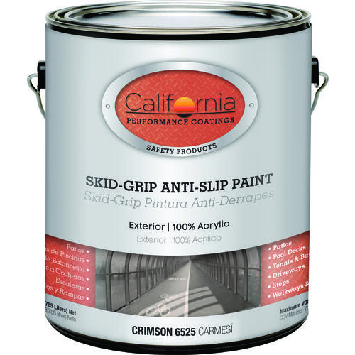 California Paints F06525-1-E-XCP4 F06525-1 Anti-Slip Paint, Crimson, 1 gal - pack of 4