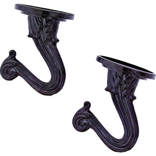 Ceiling Hook, 1.5 in L, 1 Dia in H, Steel, Black Coated Finish, Wall Mount Mounting - pack of 2