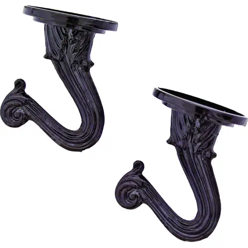 Landscapers Select GB0433L Ceiling Hook, 1.5 in L, 1 Dia in H, Steel, Black Coated Finish, Wall Mount Mounting - pack of 2