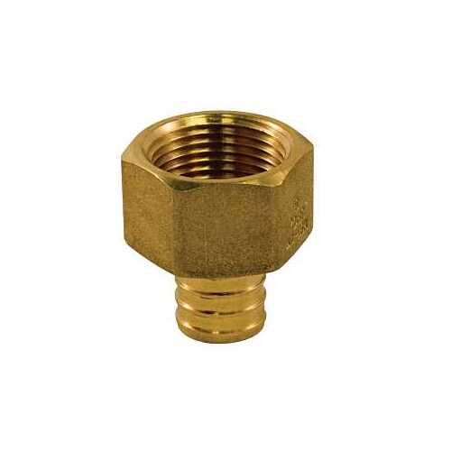 Pipe Adapter, 3/4 x 1/2 in, PEX x Female, Brass