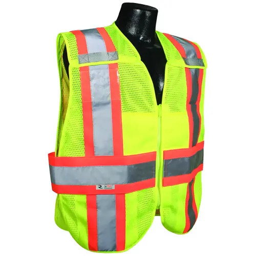 RADWEAR SV24-2ZGM-M/L Expandable Safety Vest, L/M, Polyester, Green/Silver, Zip-N-Rip Closure