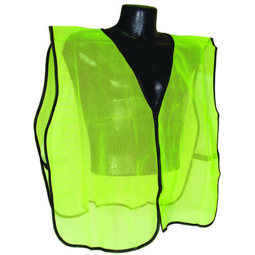 Non-Rated Safety Vest, One-Size, Polyester, Green/Silver, Hook-and-Loop Closure