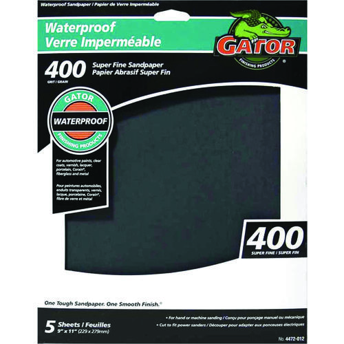 GATOR 4472-012 Sanding Sheet, 11 in L, 9 in W, 400 Grit, Garnet Abrasive - pack of 5