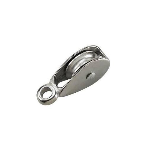 Pulley, 40 lb Working Load, Fixed Attachment, Chrome