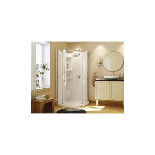 Olympia Series 105960-R-000-001 Shower Kit, 36 in L, 36 in W, 78 in H, Acrylic, Chrome, Round, 8 mm Glass