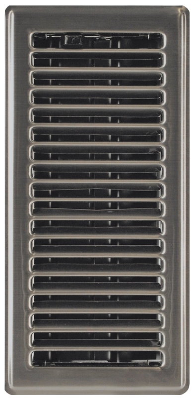 IMPERIAL RG1995 Floor Register, 10 in L, 4 in W, Steel, Pewter