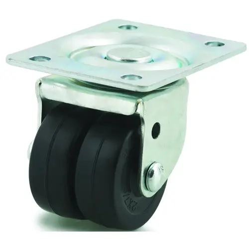 Swivel Machine Caster, 2 in Dia Wheel, 13/16 in W Wheel, Hard Rubber Wheel, 200 lb Zinc