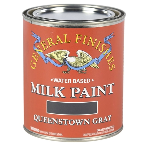 GENERAL FINISHES QQG Milk Paint, Flat, Queenstown Gray, 1 qt Can