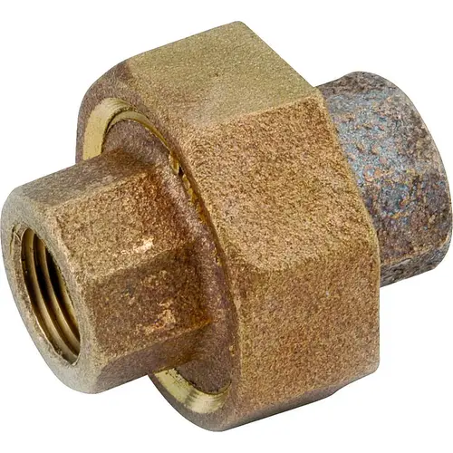 Pipe Union, 1-1/4 in, FIPT, Red Brass, 200 psi Pressure