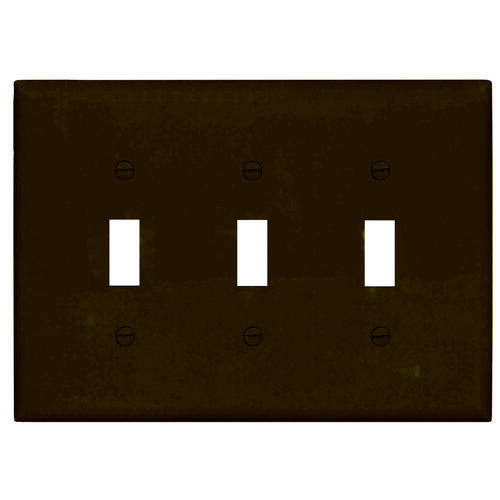 Wallplate, 4-7/8 in L, 6.37 in W, 3 -Gang, Polycarbonate, Brown, High-Gloss - pack of 15